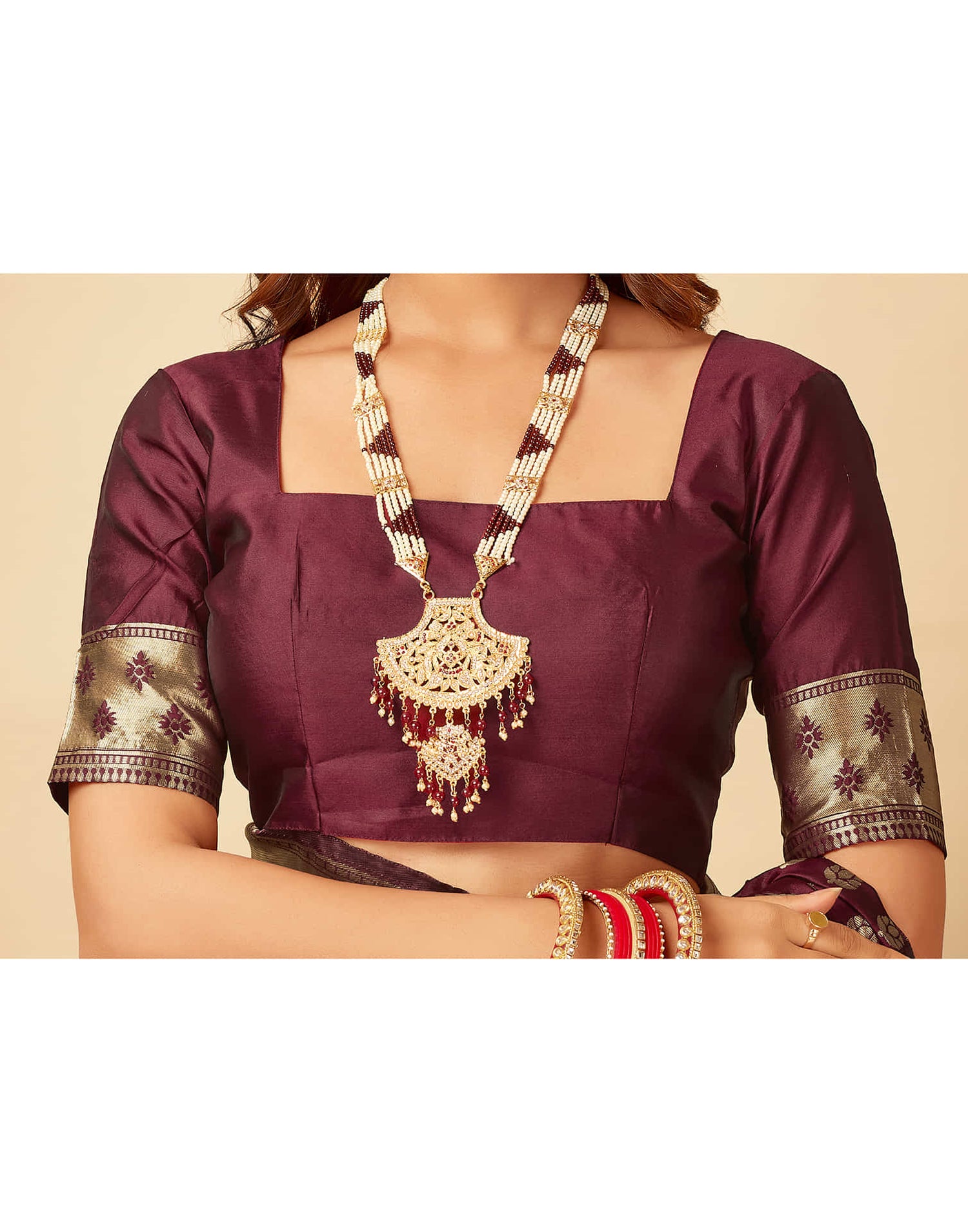 Dark Maroon Banarasi Silk Saree