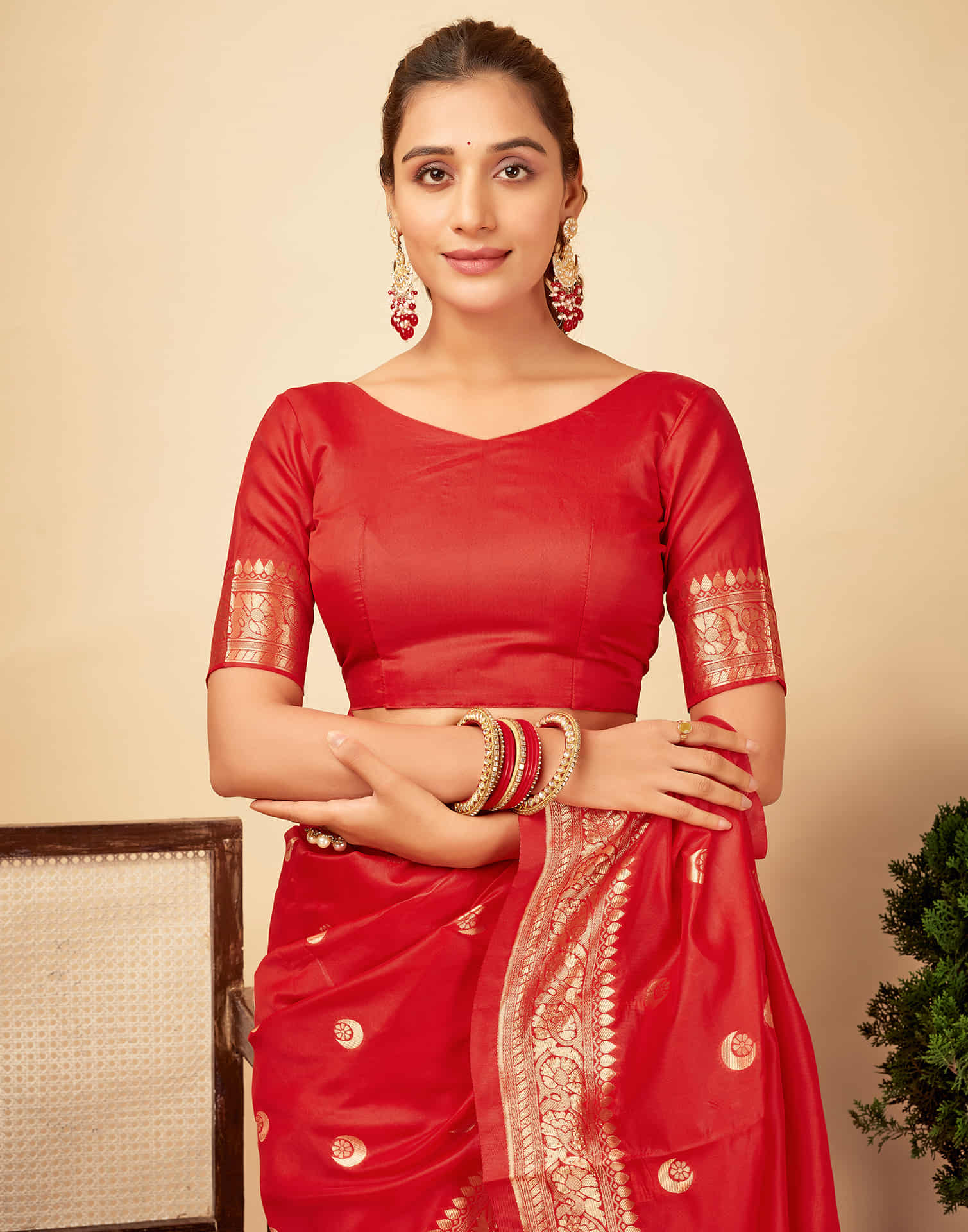 Red Silk Woven Banarasi Saree