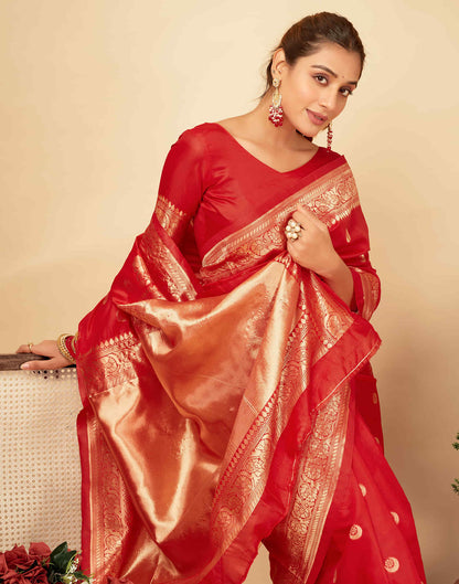 Red Silk Woven Banarasi Saree