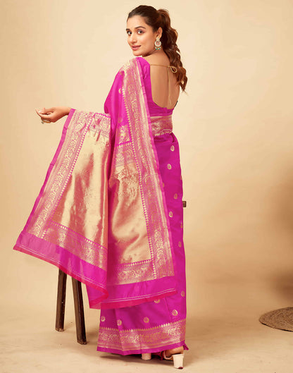 Pink Silk Woven Banarasi Saree