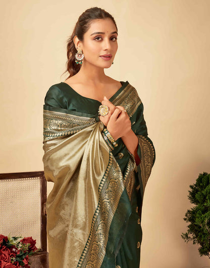 Dark Green Silk Banarasi Saree