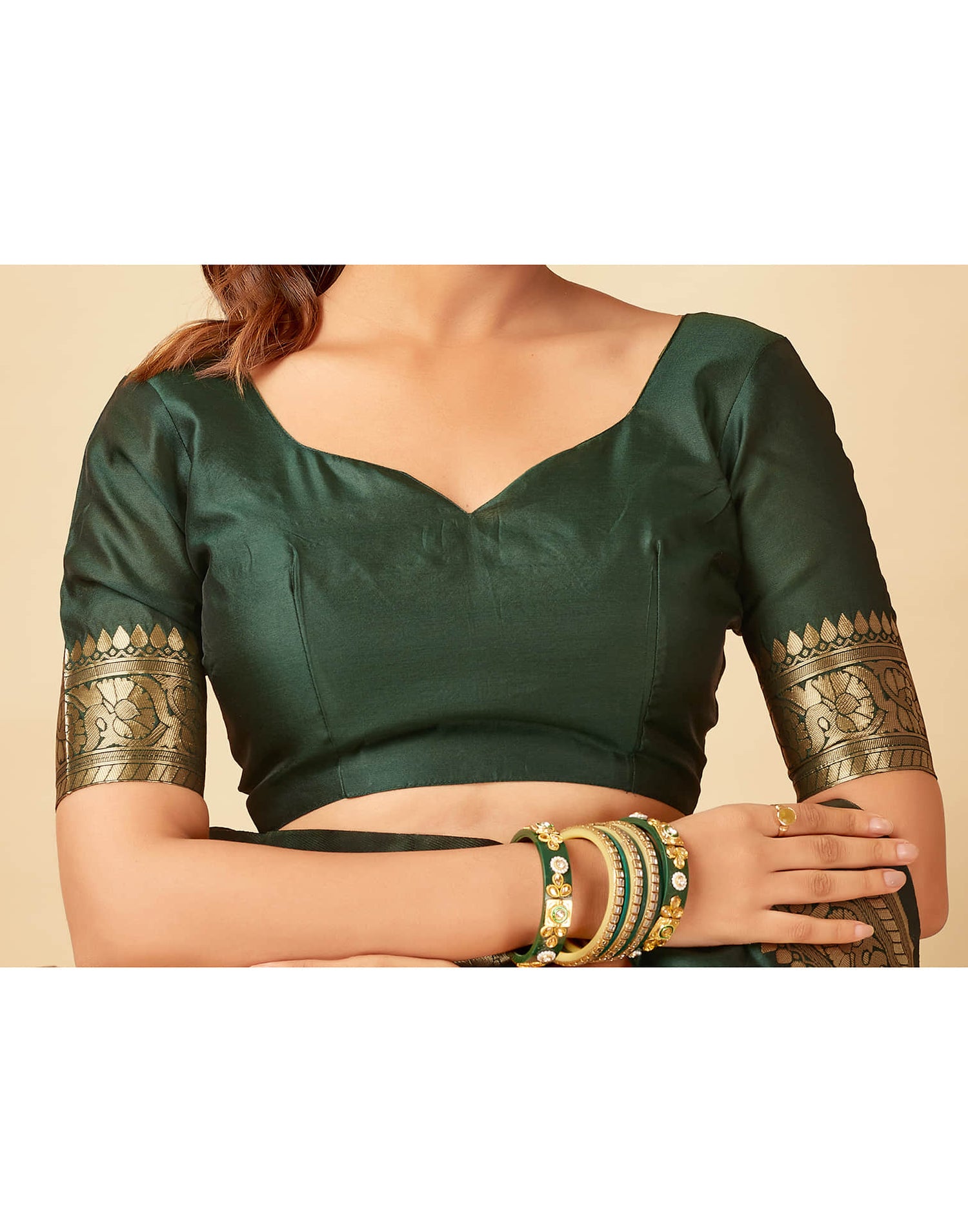 Dark Green Silk Banarasi Saree