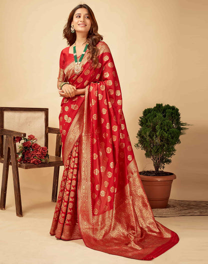 Red Woven Banarasi Silk Saree