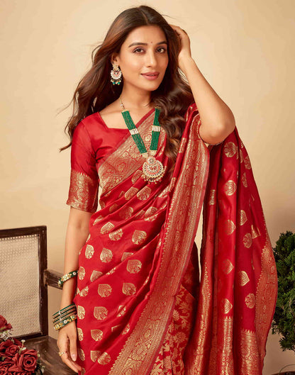 Red Woven Banarasi Silk Saree