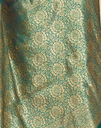 Teal Green Silk Woven Banarasi Saree