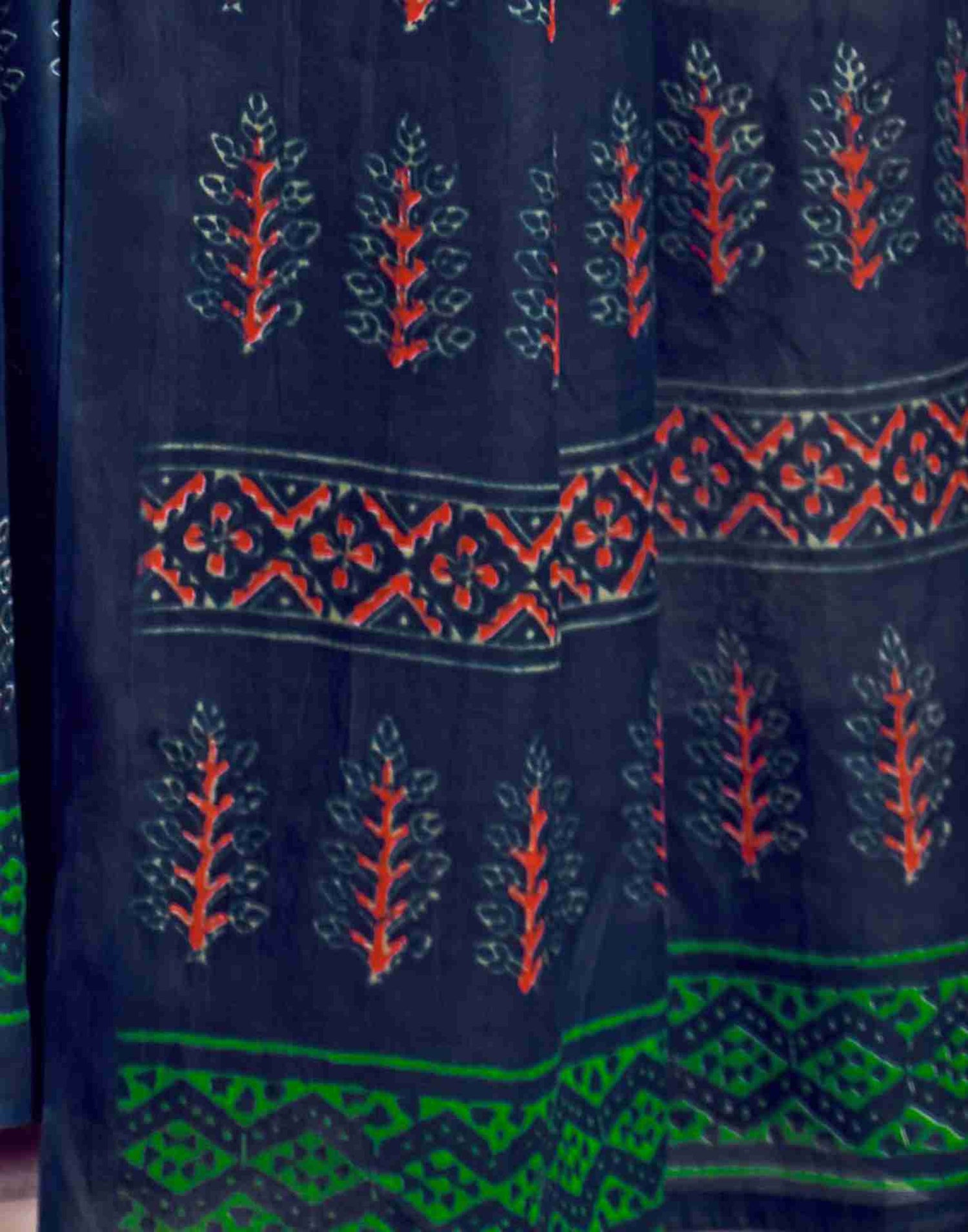 Navy Blue Cotton Printed Saree