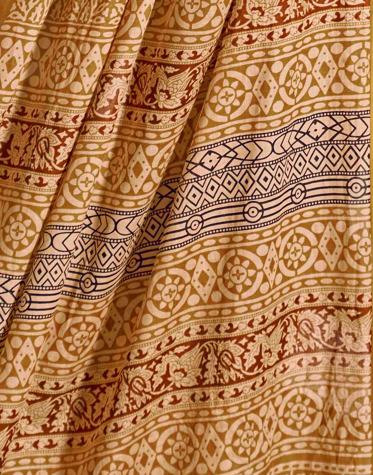 Brown Cotton Printed Saree