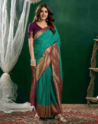 Teal Green Georgette Woven Banarasi Saree