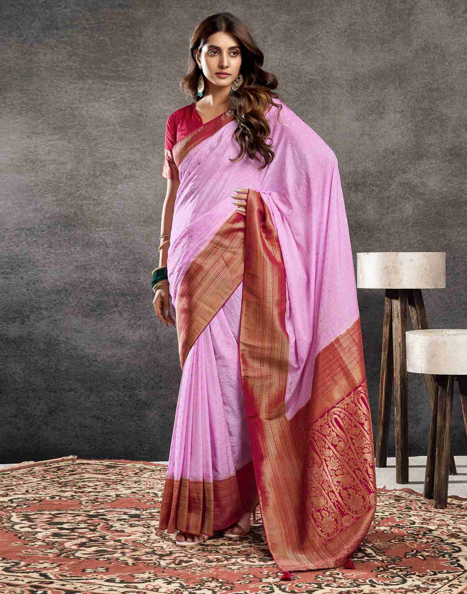 Light Pink Georgette Woven Banarasi Saree