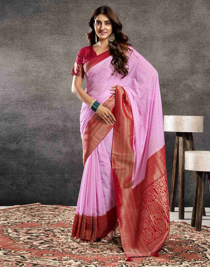 Light Pink Georgette Woven Banarasi Saree