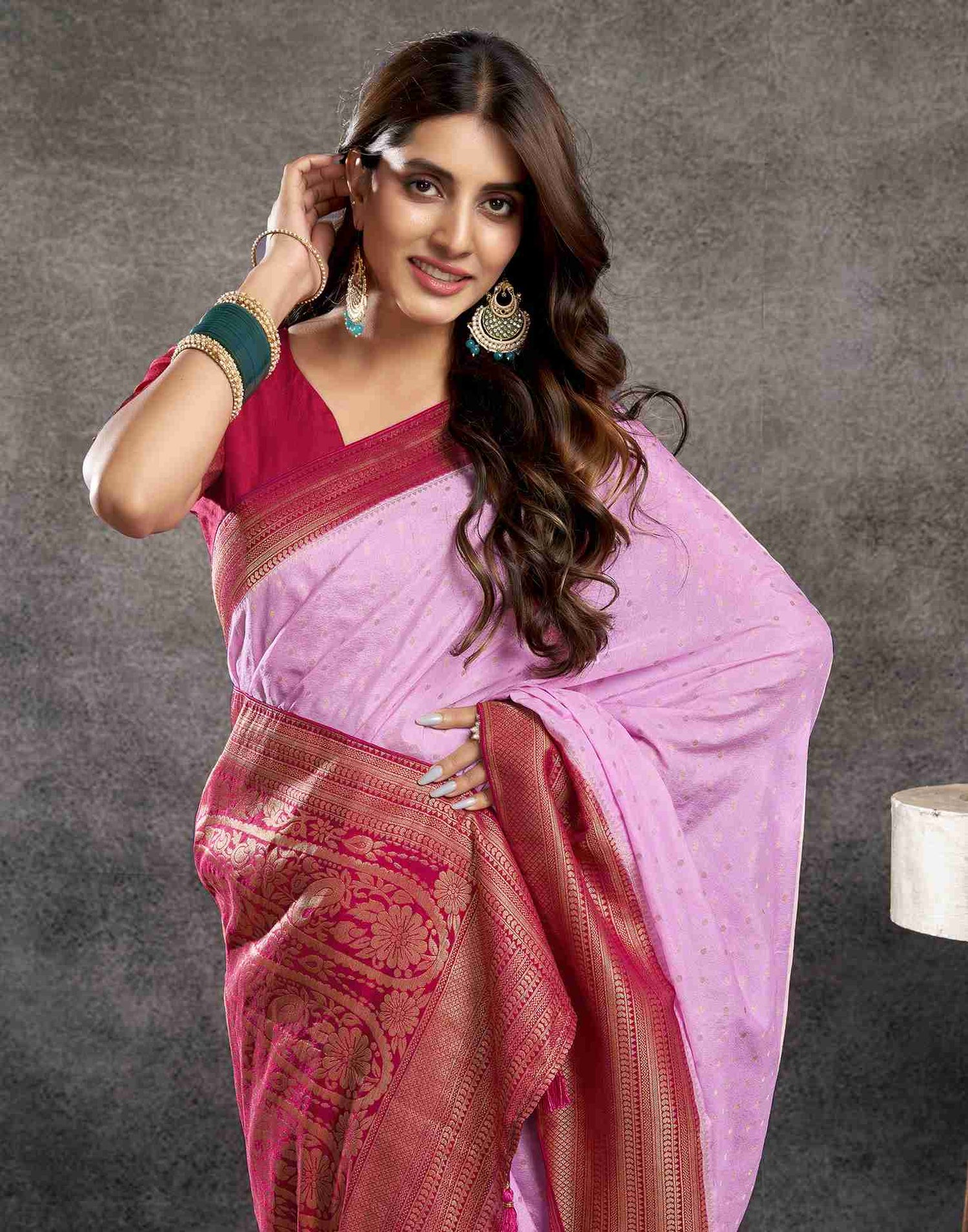 Light Pink Georgette Woven Banarasi Saree