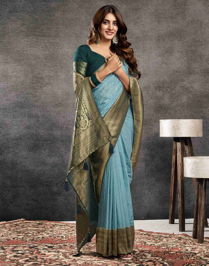 Sky Blue Georgette Woven Banarasi Saree