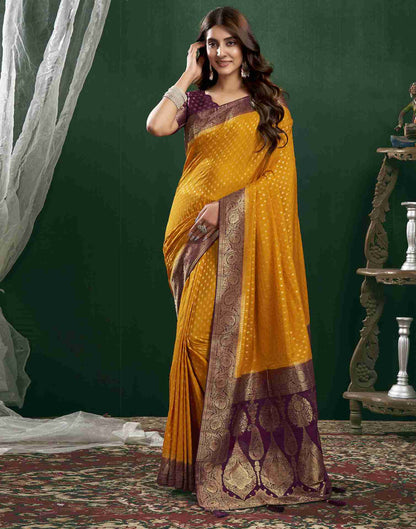 Turmeric Yellow Georgette Woven Banarasi Saree