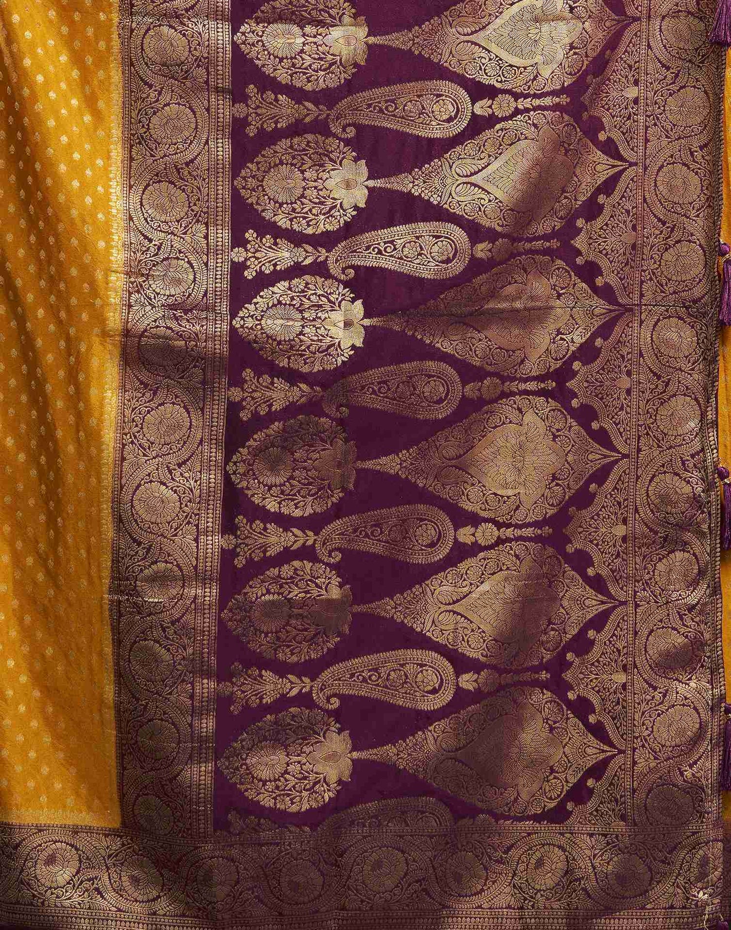 Turmeric Yellow Georgette Woven Banarasi Saree