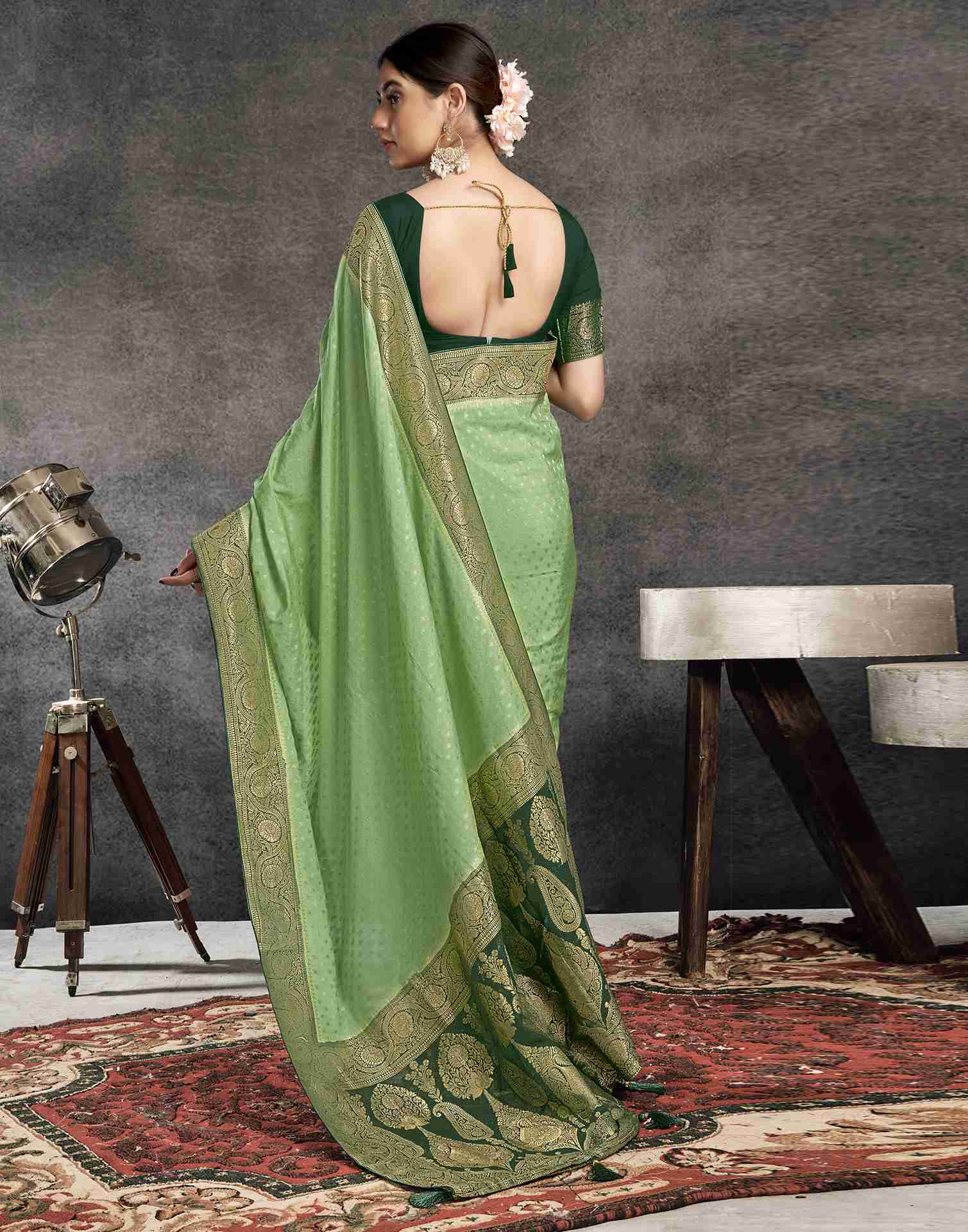 Pista Green Georgette Woven Banarasi Saree