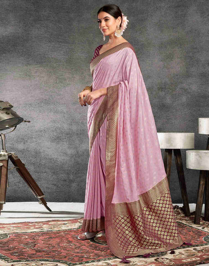 Light Pink Georgette Plain Banarasi Saree