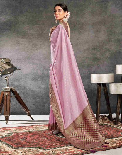 Light Pink Georgette Plain Banarasi Saree