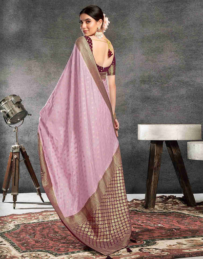 Light Pink Georgette Plain Banarasi Saree