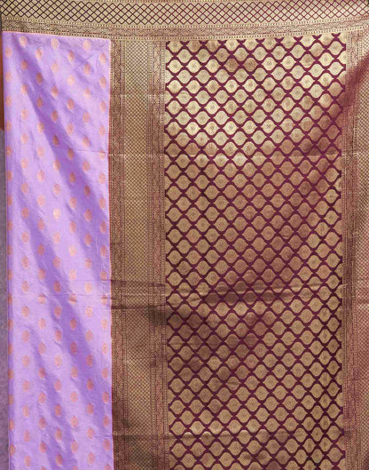 Lavender Georgette Plain Banarasi Saree