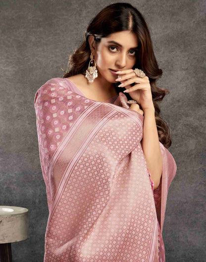 Light Pink Silk Woven Saree