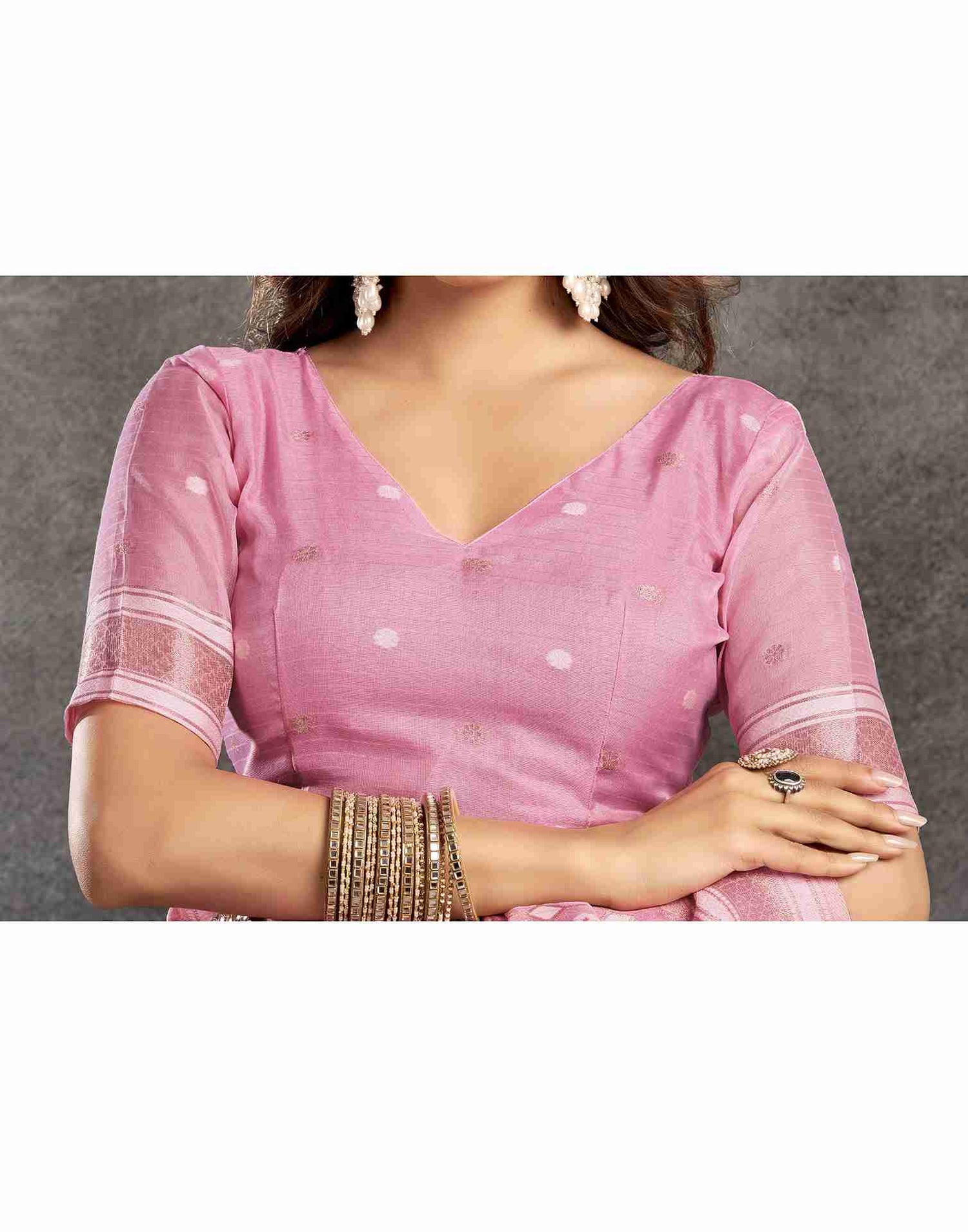 Light Pink Silk Woven Saree