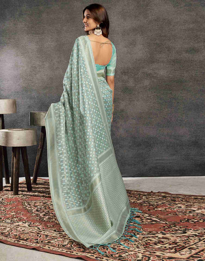 Light Turquoise Silk Woven Saree