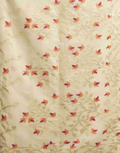 Cream Cotton Woven Saree