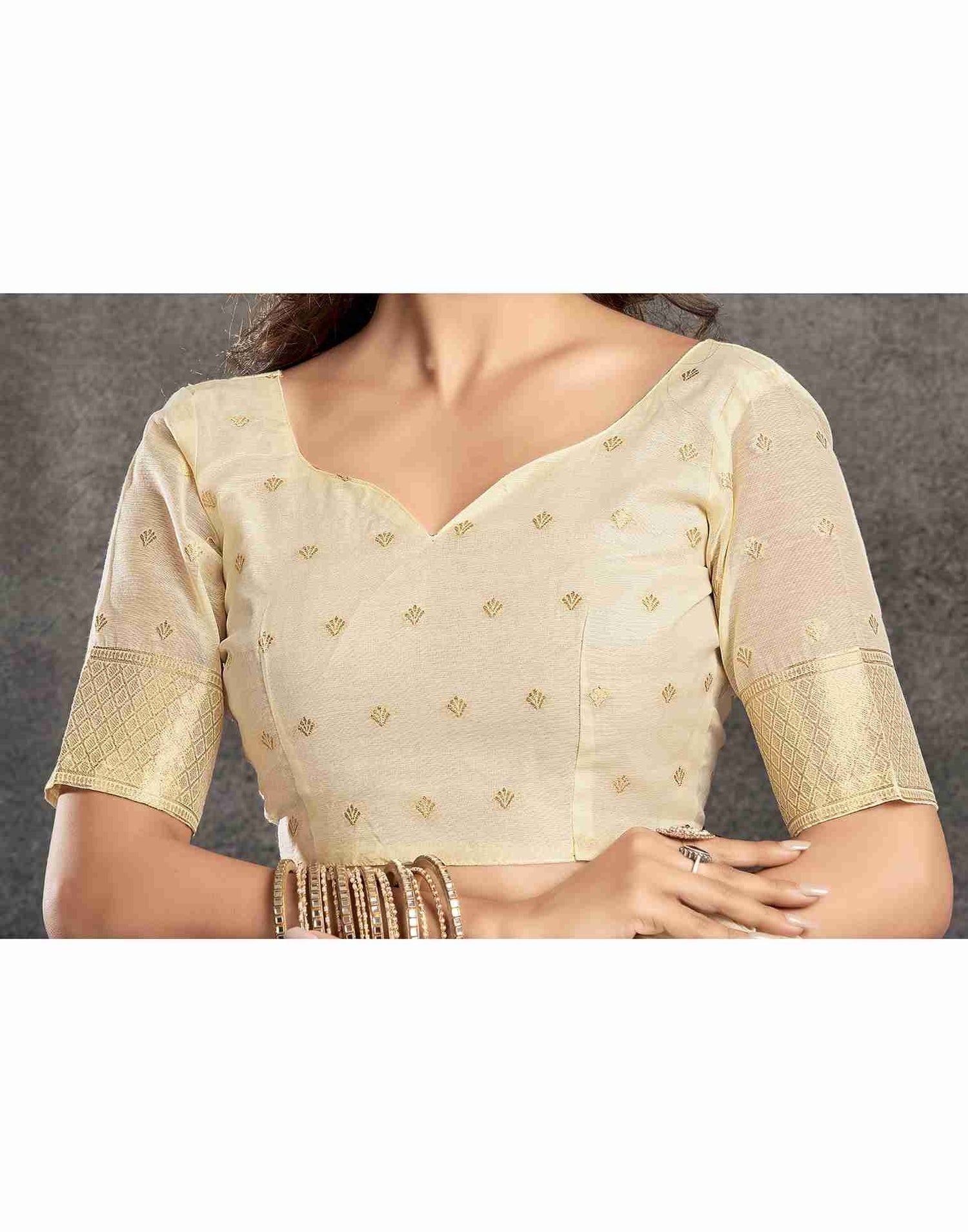 Cream Cotton Woven Saree