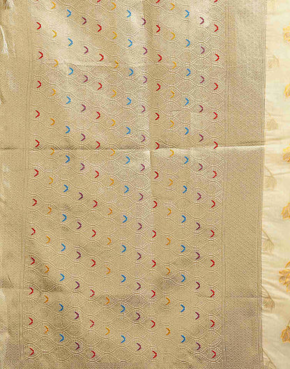 Cream Cotton Woven Saree