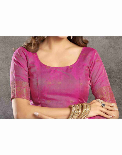 Light Pink Cotton Woven Saree