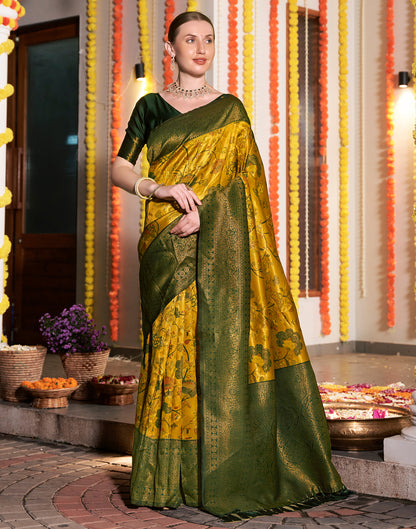 Turmeric Yellow Silk Woven Kanjivaram Saree