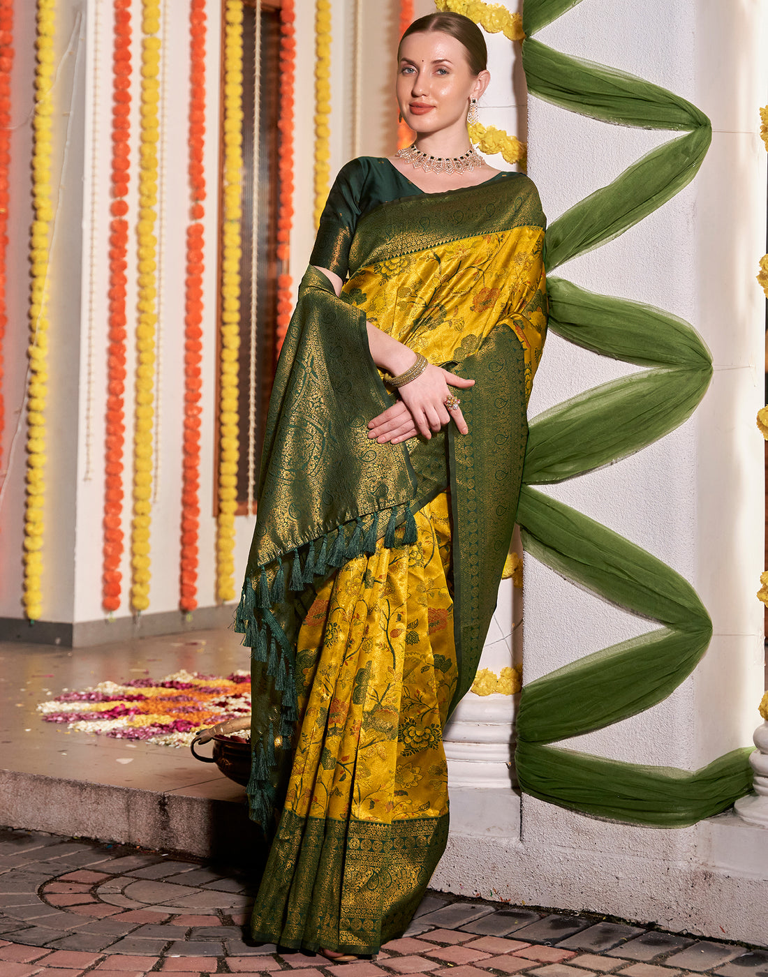 Turmeric Yellow Silk Woven Kanjivaram Saree