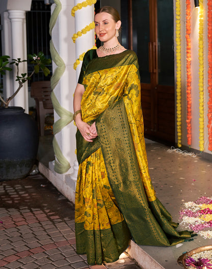 Turmeric Yellow Silk Woven Kanjivaram Saree