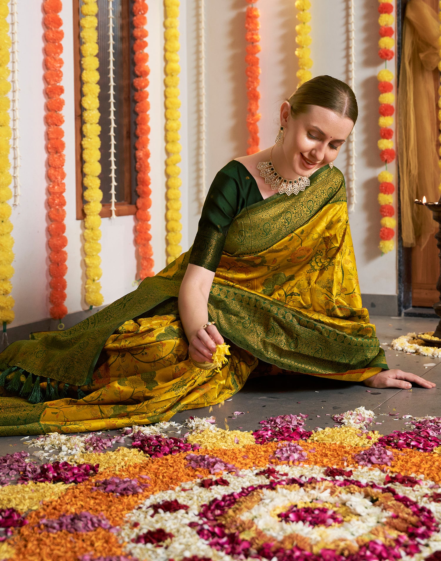 Turmeric Yellow Silk Woven Kanjivaram Saree