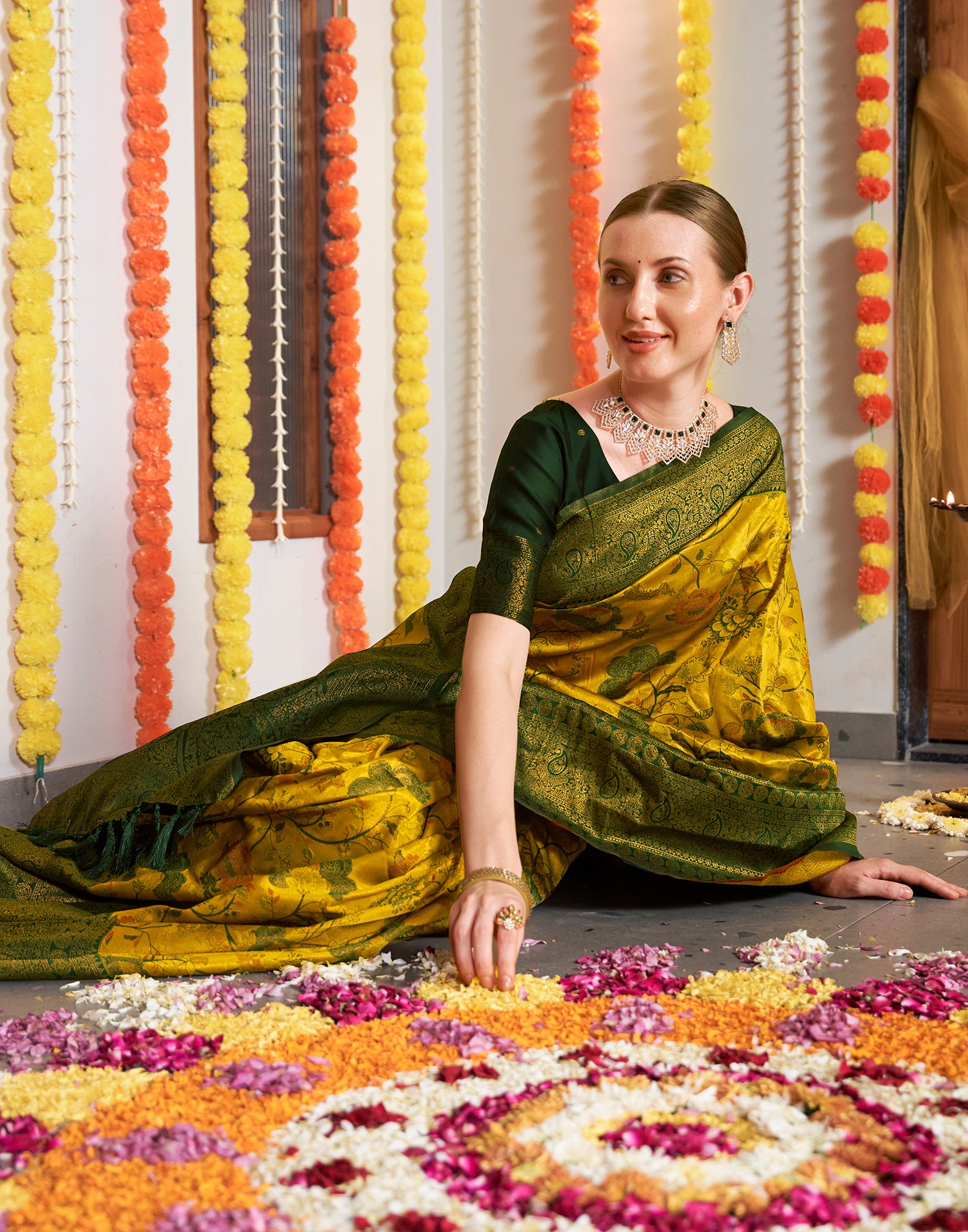 Turmeric Yellow Silk Woven Kanjivaram Saree