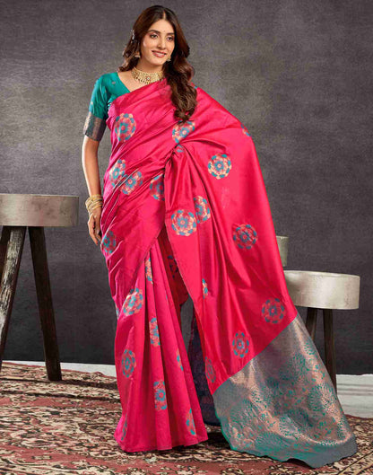 Magenta Silk Woven Weaving Saree