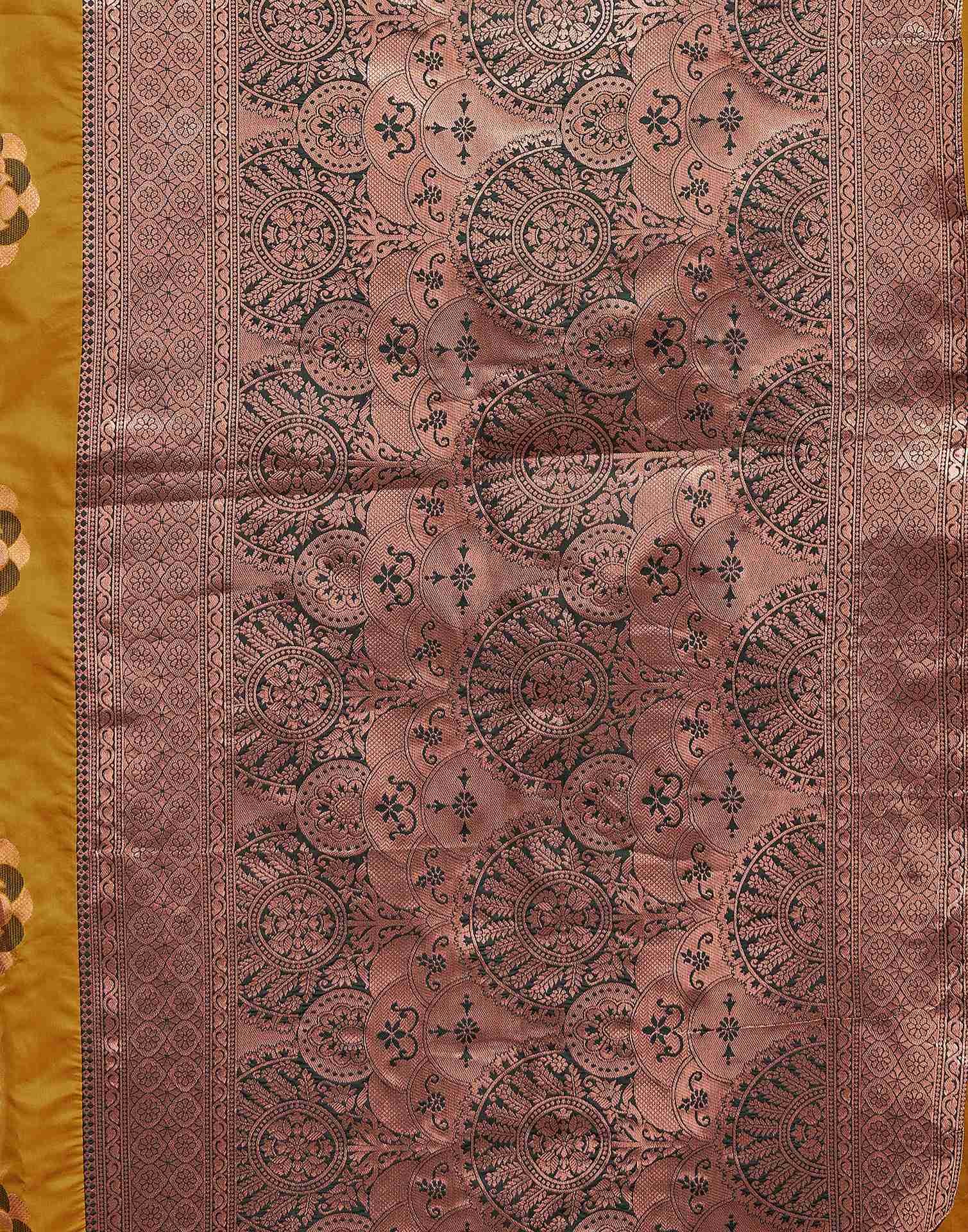 Mustard Yellow Silk Woven Weaving Saree