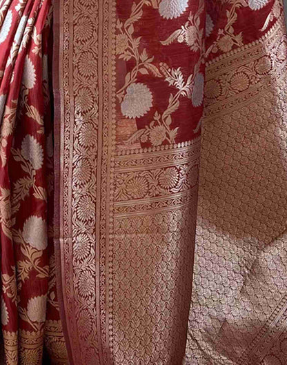 Chestnut Brown Woven Banarasi Silk Saree