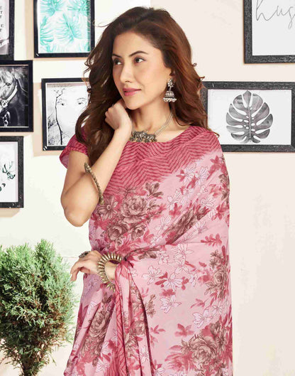 Light Pink Georgette Printed Saree