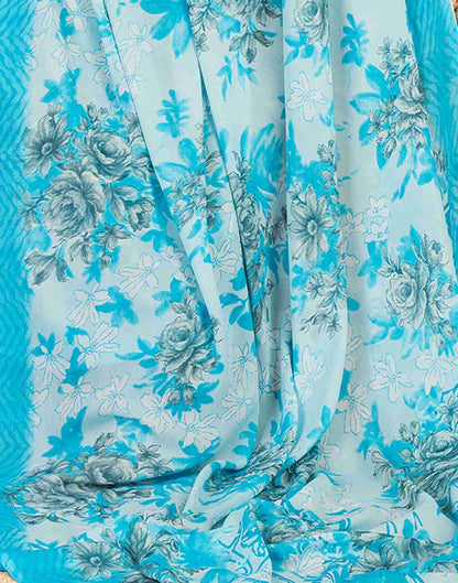 Blue Georgette Printed Saree