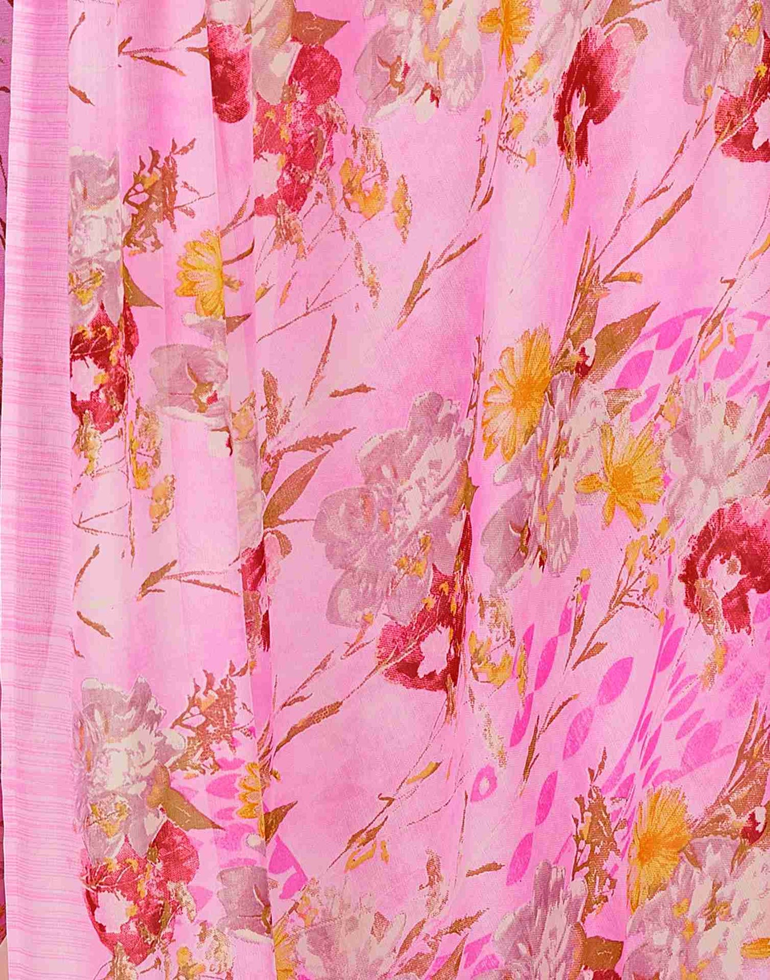 Pink Georgette Printed Saree