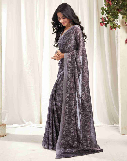 Dusty Mauve Georgette Printed Saree