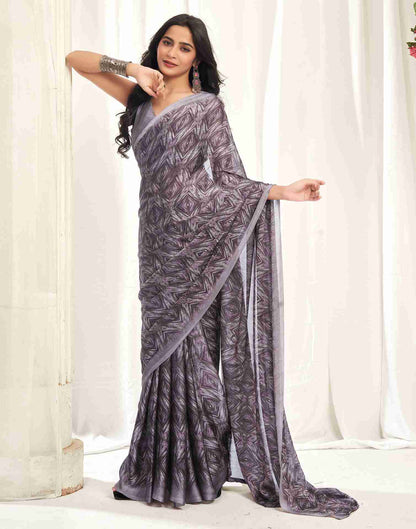 Dusty Mauve Georgette Printed Saree