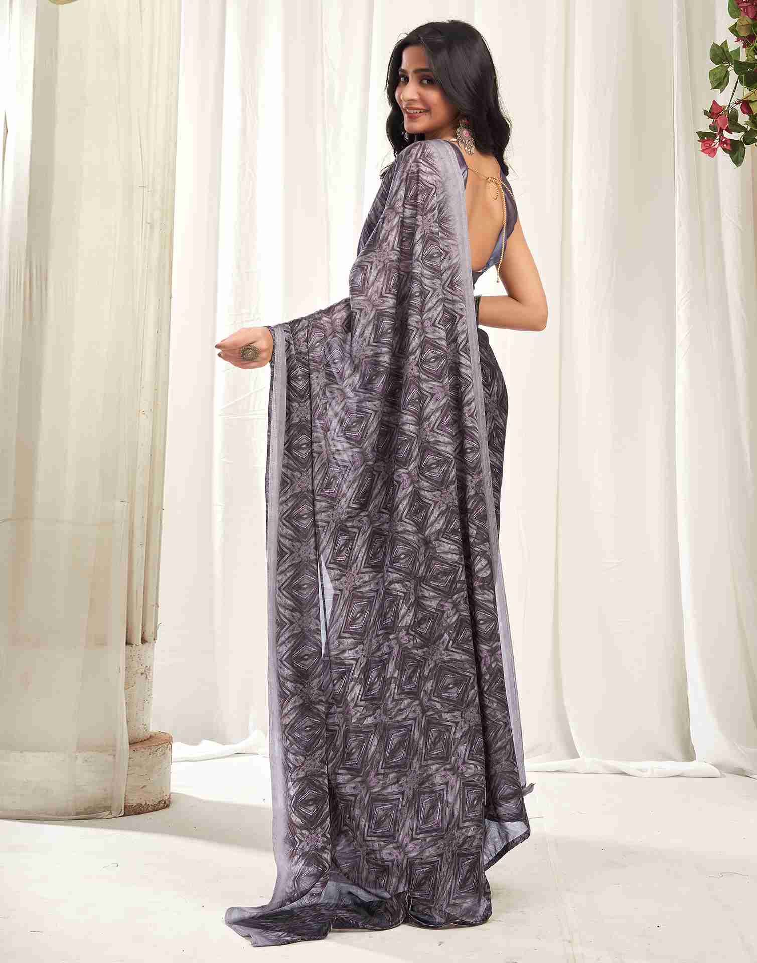 Dusty Mauve Georgette Printed Saree