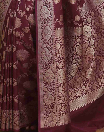 Dark Rani Pink Silk Woven Banarasi Saree