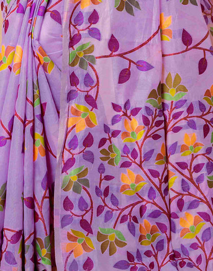 Lavender Chanderi Woven Printed Saree