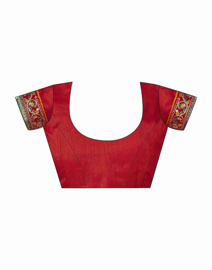 Red Georgette Embroidery Printed Saree