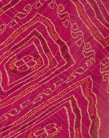 Dark Pink Georgette Embroidery Printed Saree