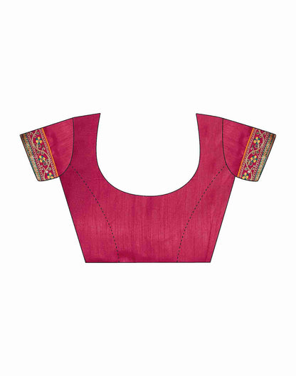 Dark Pink Georgette Embroidery Printed Saree