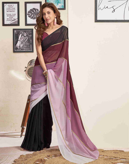 White Georgette Plain Saree